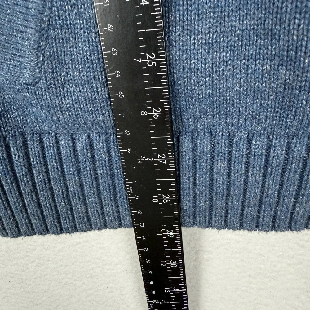 LL Bean Mens M Tall Blue Knit Full Zip Cardigan Sweater Mock Neck 258719